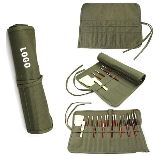 30 Slots Roll Up Canvas Oil Paint Brush Bag