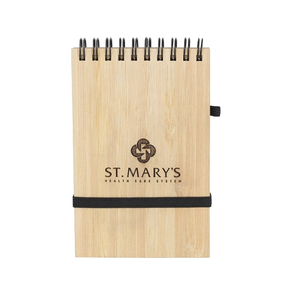 Bamboo Wire-Bound Notepad With Pen