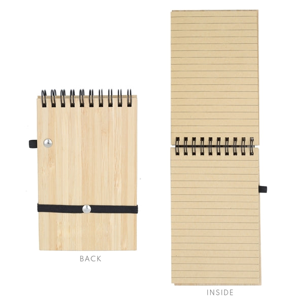 Bamboo Wire-Bound Notepad With Pen