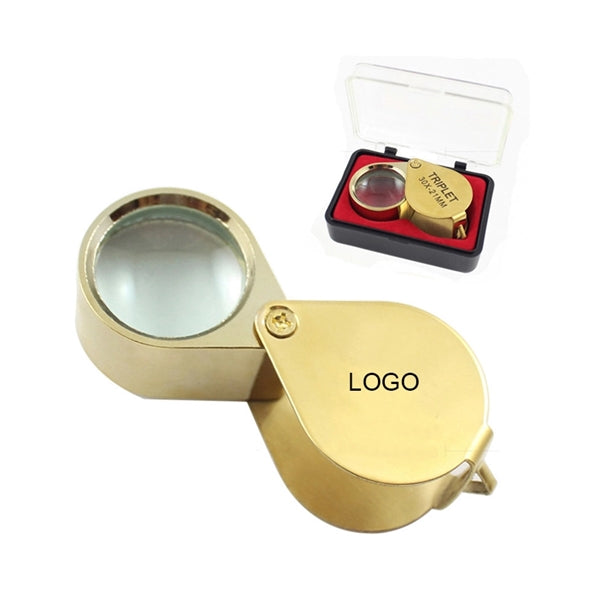 30X Metal Foldable Jewelry Loupe Golden Magnifier