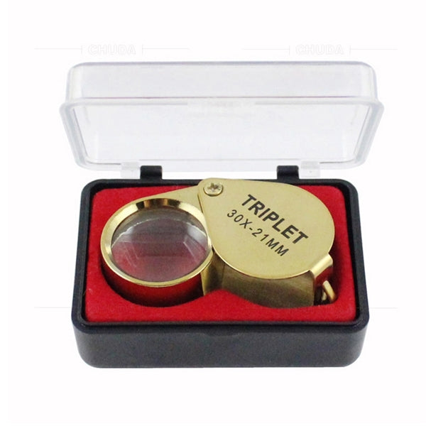 30X Metal Foldable Jewelry Loupe Golden Magnifier