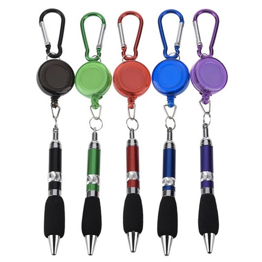 Carabiner Retractable Cord Reel Keychain Pen