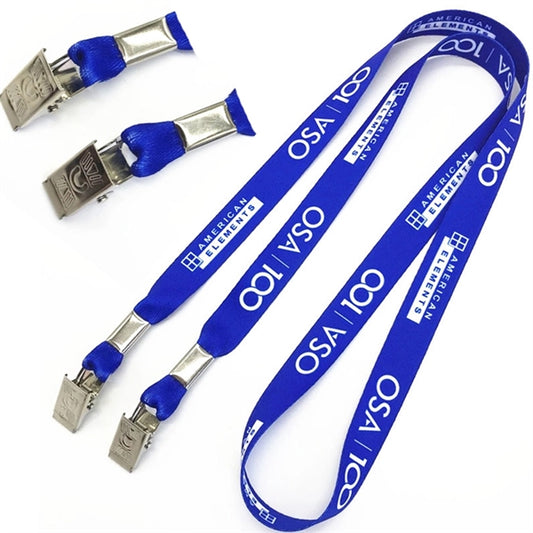 5/8" Lanyard With Double Bulldog Clips