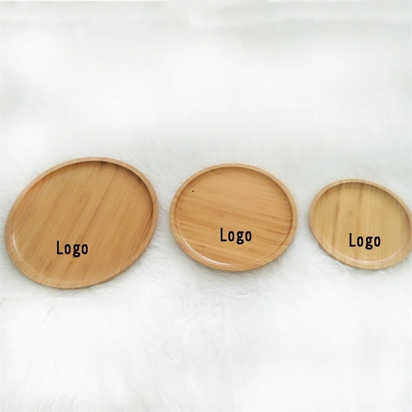 Durable Bamboo Round Coffee Tea Serving Tray
