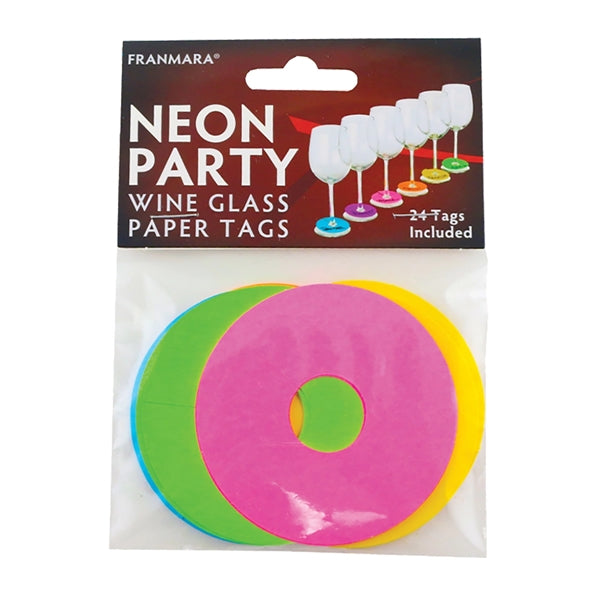 Neon Party Wine Glass Paper Tags (24 each)