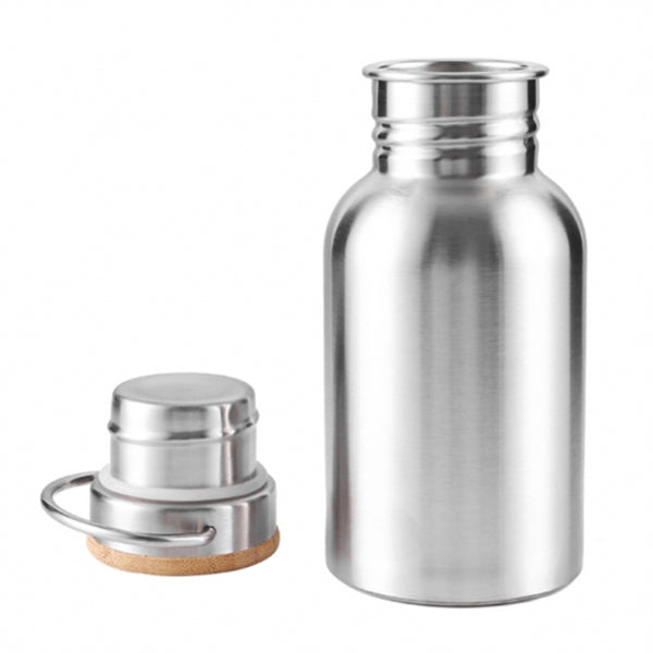 Stainless Steel Water Bottle with Bamboo Lid 12 oz