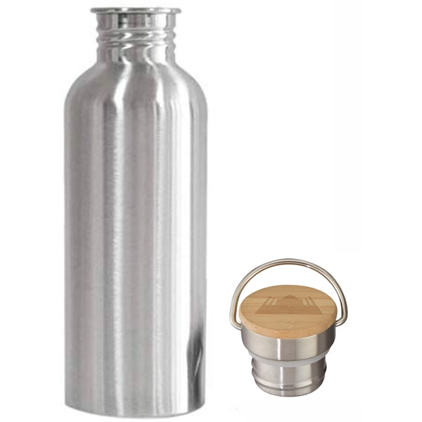 Stainless Steel Water Bottle with Bamboo Lid 25 oz