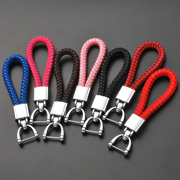 Hand-woven Leather Rope Keychain
