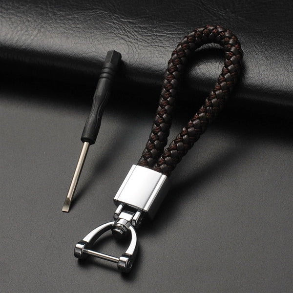 Hand-woven Leather Rope Keychain