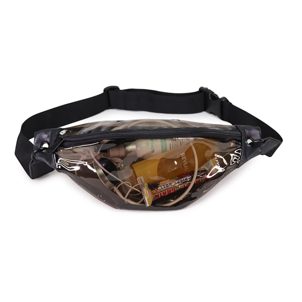 Transparent Black Fanny Pack with Leatherette Accents