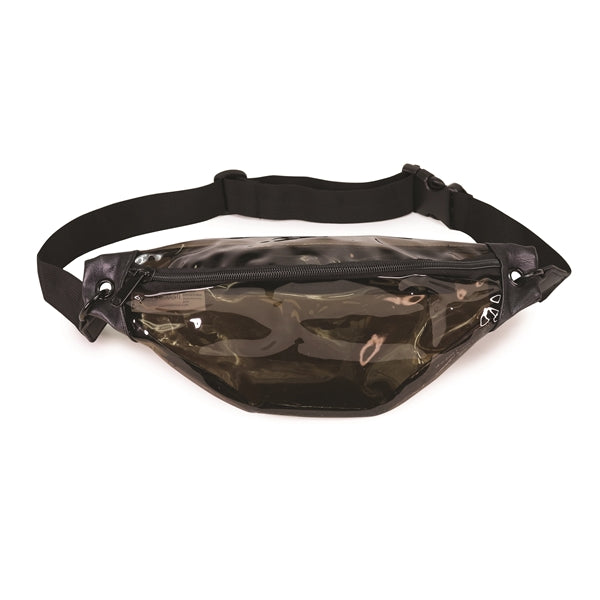 Transparent Black Fanny Pack with Leatherette Accents