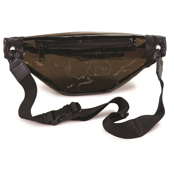 Transparent Black Fanny Pack with Leatherette Accents