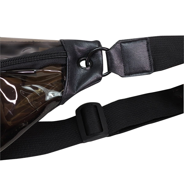 Transparent Black Fanny Pack with Leatherette Accents