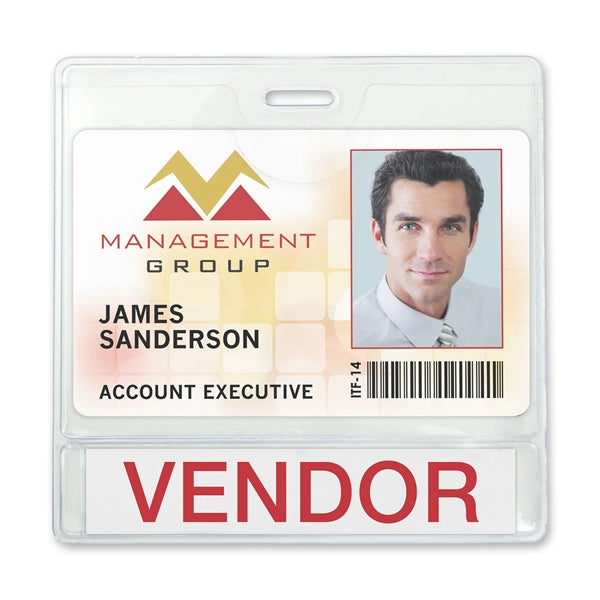 Horizontal 2-Pocket Display-Style Premium Vinyl Badge Holder