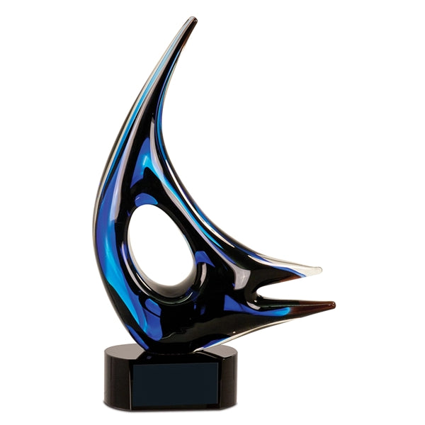 14 1/4" Blue Sail Art Glass