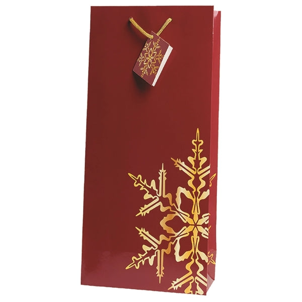 Snowflake Red 2 Bottles Wine Bag