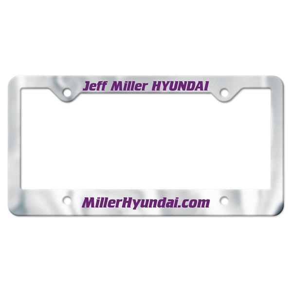 Chrome Faced Auto License Frame w/ 4 Holes & Large Top Panel