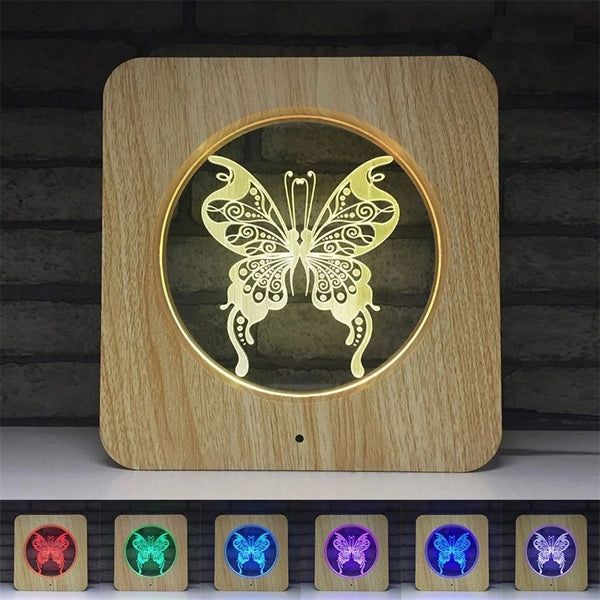 Wood Grain Photo Frame with LED light