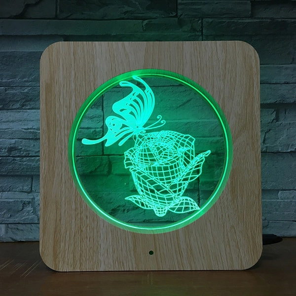 Wood Grain Photo Frame with LED light