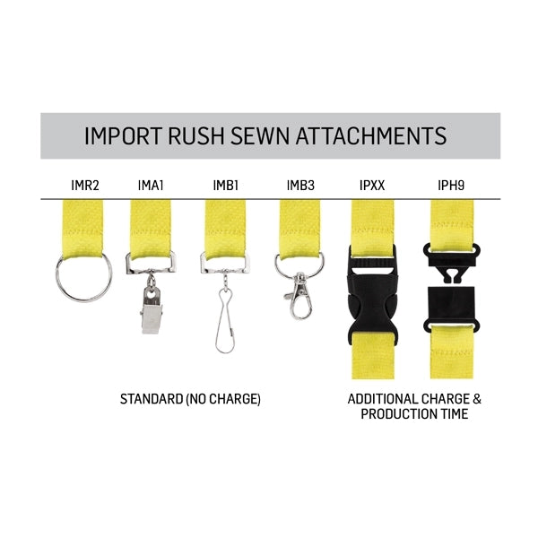 Import Rush 1" Polyester Lanyard with Sewn Silver Ring