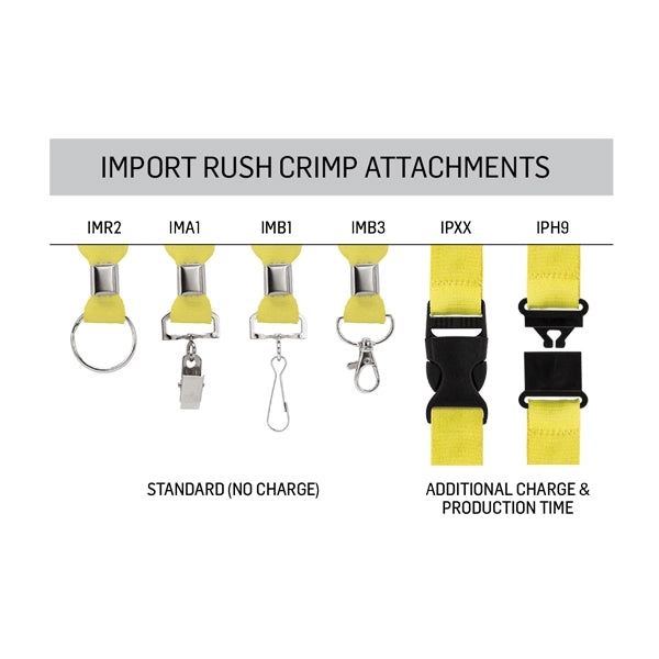 Import Rush 1/2" Polyester Lanyard with Silver Crimp & Ring