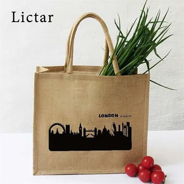 Organic Food Storage Jute Burlap Shopping Tote Bag