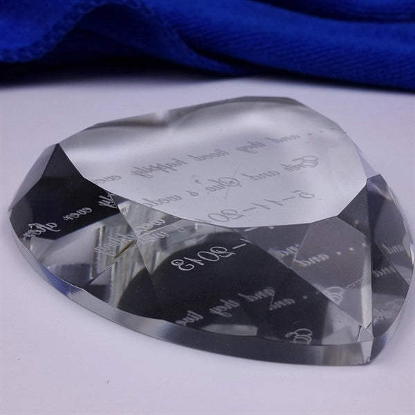 Crystal Heart Shaped Faceted Paperweight