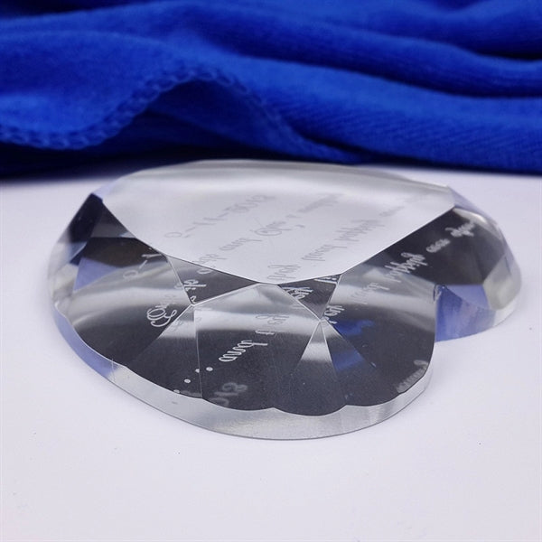 Crystal Heart Shaped Faceted Paperweight