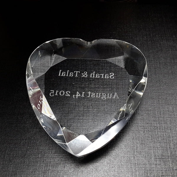Crystal Heart Shaped Faceted Paperweight