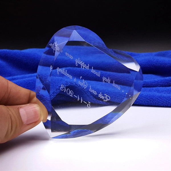 Crystal Heart Shaped Faceted Paperweight