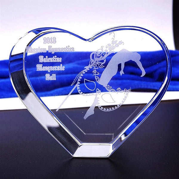 Romantic Heart Shaped Glass Paperweight
