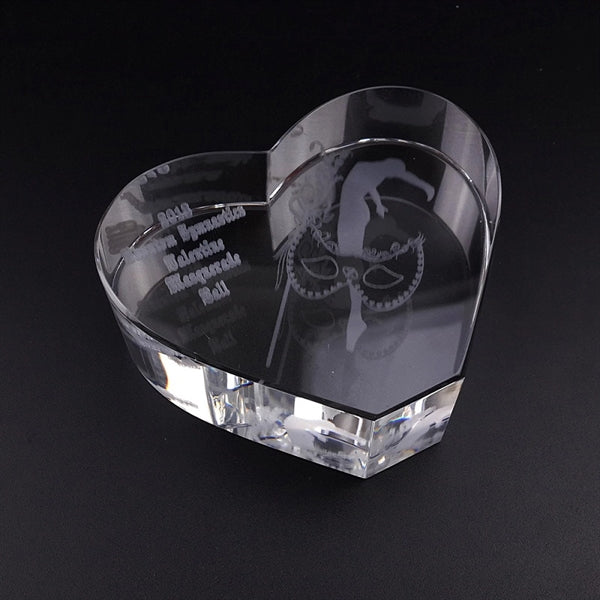 Romantic Heart Shaped Glass Paperweight