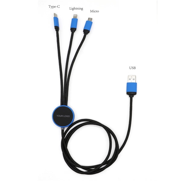 Multi 3 In 1 Light Up Phone Charging Nylon Braided Cable