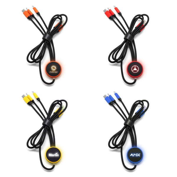 Multi 3 In 1 Light Up Phone Charging Nylon Braided Cable