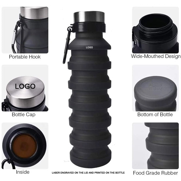 Silicone Collapsible Water Bottle with Carabiner