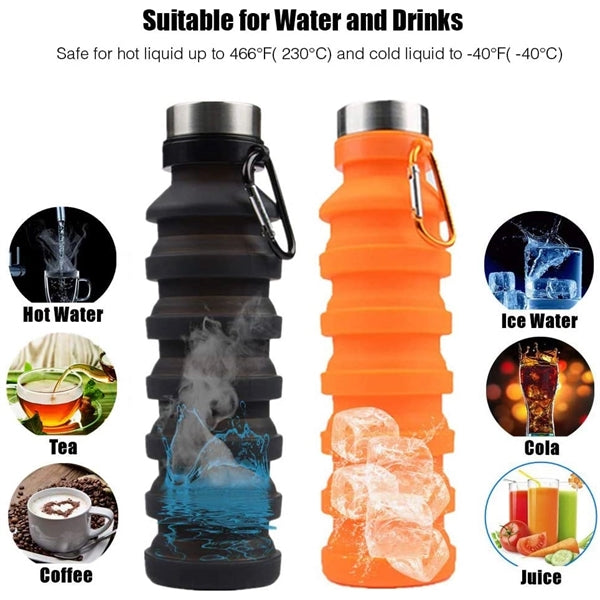 Silicone Collapsible Water Bottle with Carabiner