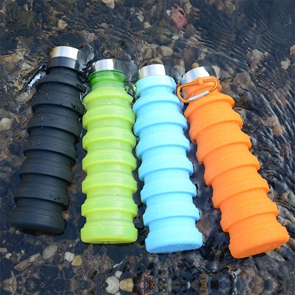 Silicone Collapsible Water Bottle with Carabiner
