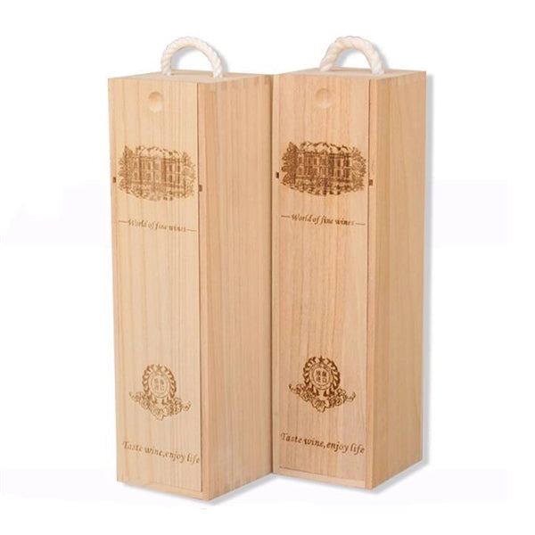 Single Wine Bottle Wooden Box With Handle