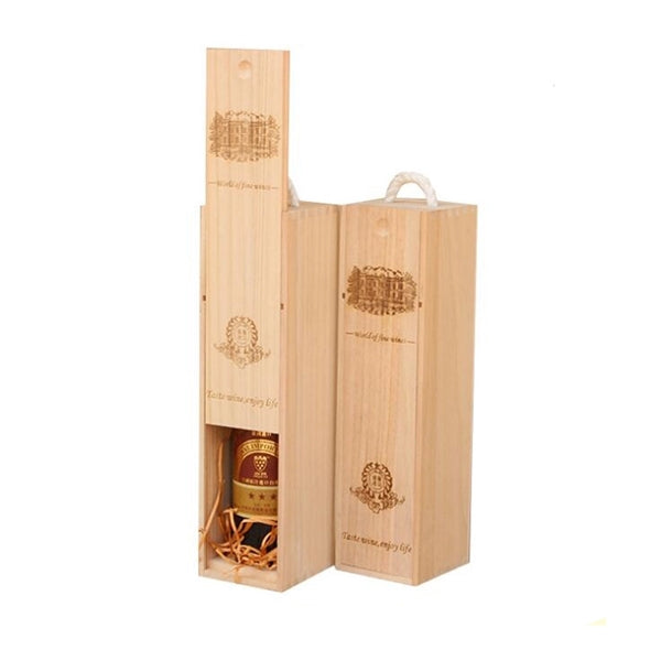 Single Wine Bottle Wooden Box With Handle