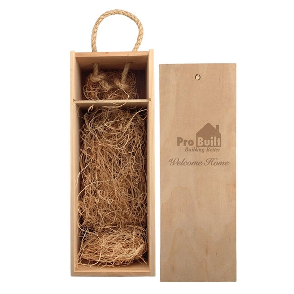 Single Wine Bottle Wooden Box With Handle