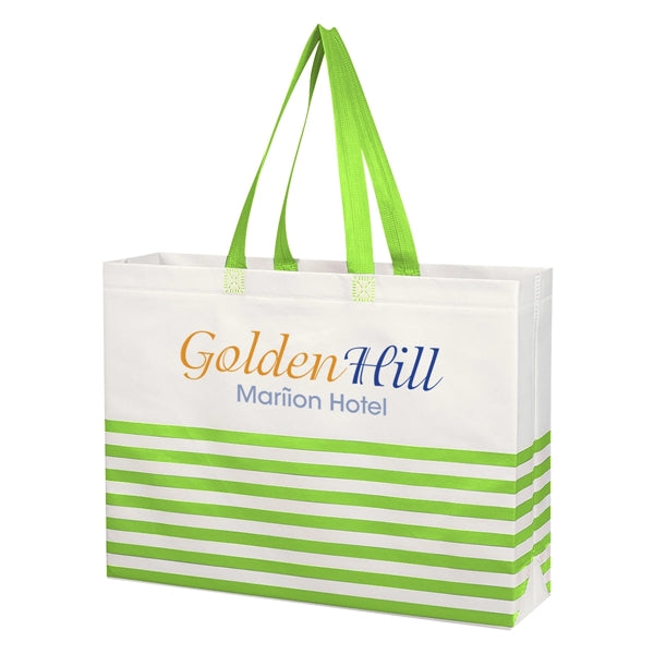 Non-Woven Horizontal Stripe Tote Bag