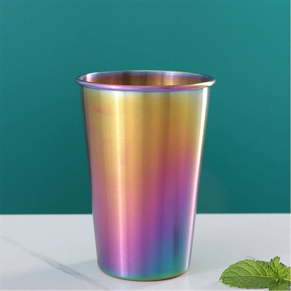 14oz 17oz Titanium-plated Gold Water Cup With Straw