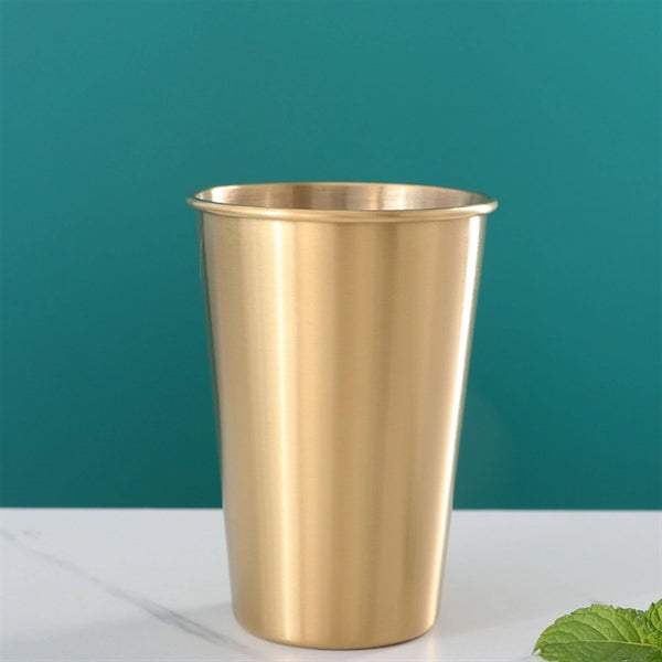 14oz 17oz Titanium-plated Gold Water Cup With Straw