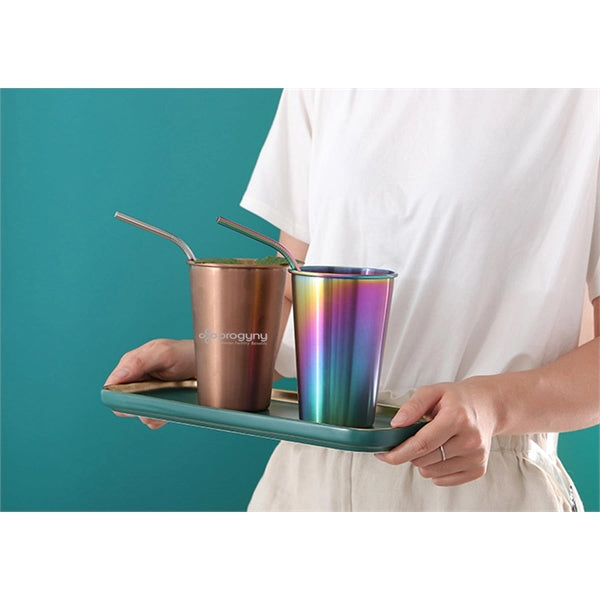 14oz 17oz Titanium-plated Gold Water Cup With Straw