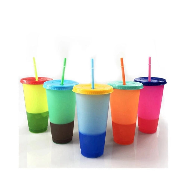 24 oz BPA Free Cold Water Color Changing Cup with Straw