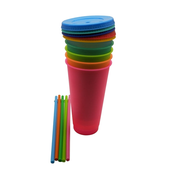 24 oz BPA Free Cold Water Color Changing Cup with Straw