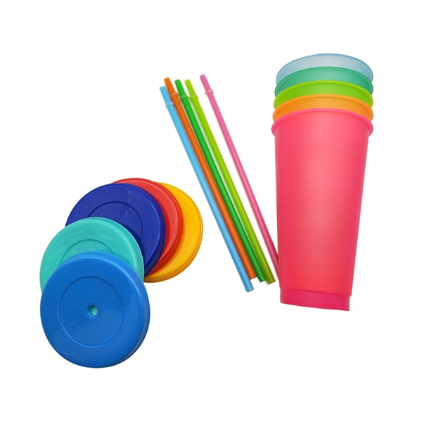24 oz BPA Free Cold Water Color Changing Cup with Straw