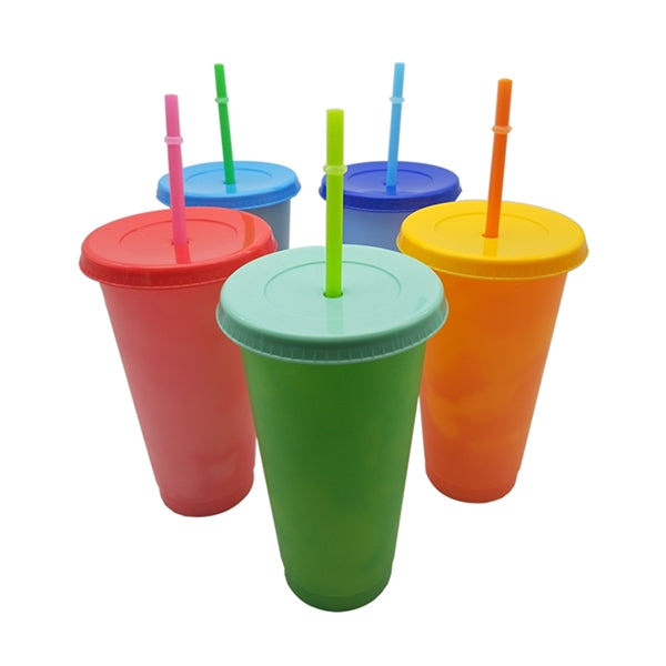 24 oz BPA Free Cold Water Color Changing Cup with Straw