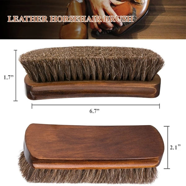 6.7 Inch Professional Birch Wood Horsehair Shoe Shine Brushe
