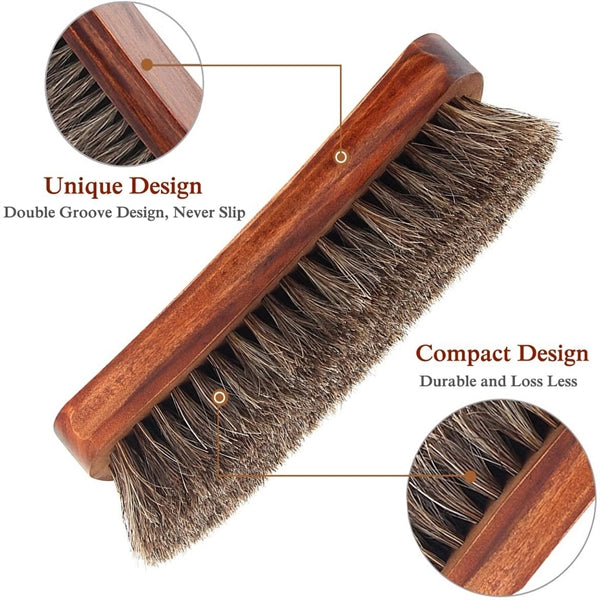 6.7 Inch Professional Birch Wood Horsehair Shoe Shine Brushe